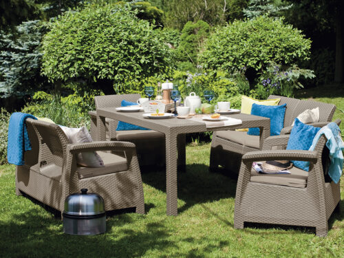 Садовая мебель Corfu Fiesta (Корфу Фиеста) Set (2 дивана, 2 кресла, стол), капучино