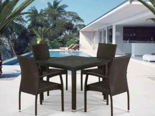 Уличная мебель T257A/Y379A-W53 Brown 4Pcs + подушки на стулья