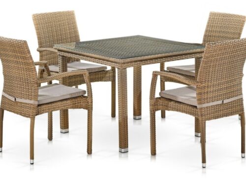 Мебель садовая T257B/Y379B-W65 Light Brown (4+1)