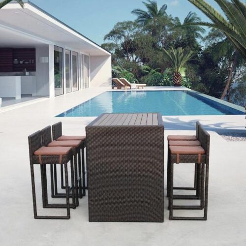 Барный комплект плетеной мебели T390AD/Y390A-W63_6Pcs Brown