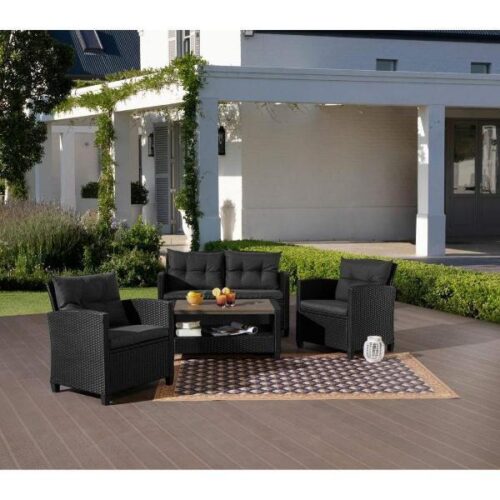 Плетеный комплект мебелис диваном AFM-804G Dark Grey-Grey