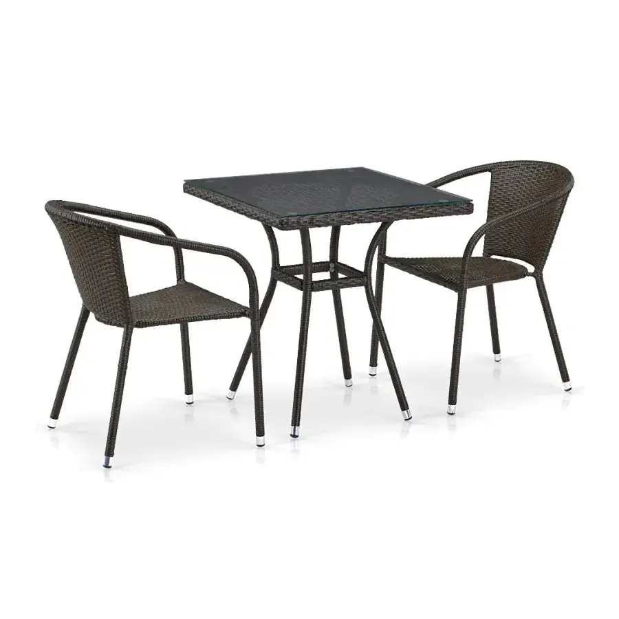 Комплект обеденной мебели из ротанга T282BNT/Y137C-W53 Brown 2Pcs