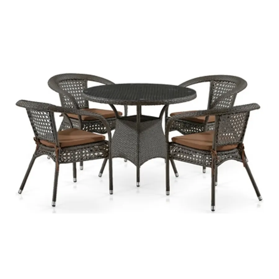 Уличная мебель Лион-1A T220CT/Y32-W53 Brown 4Pcs (4+1)