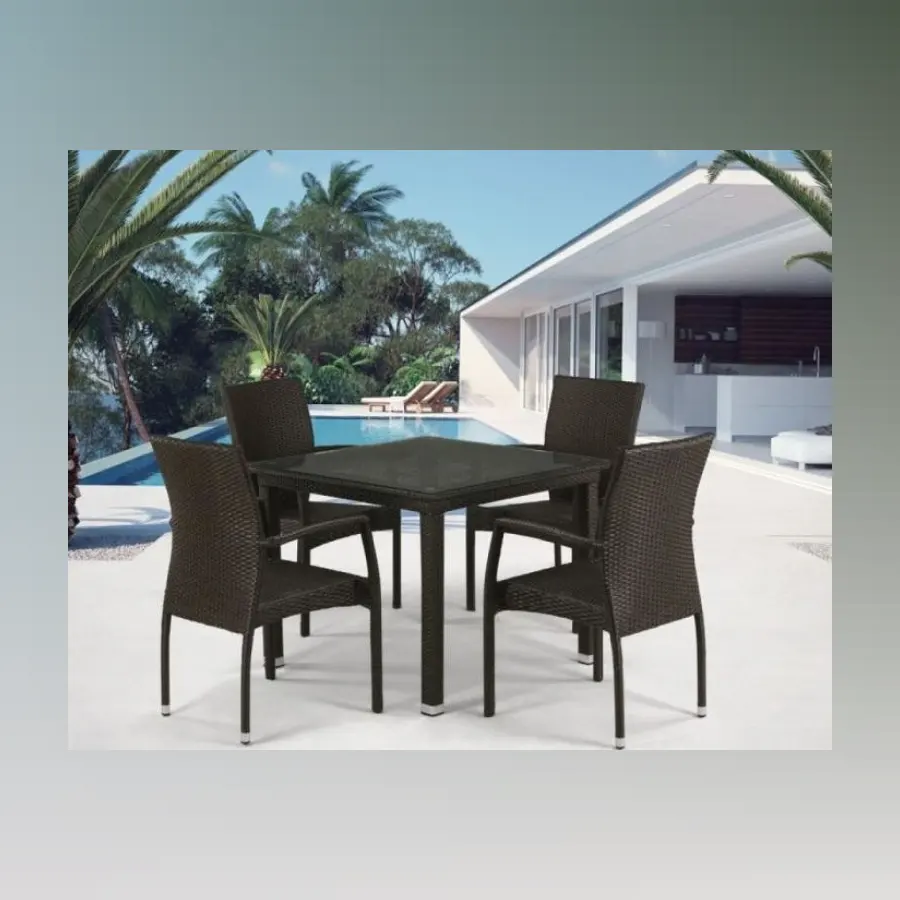 Уличная мебель T257A/Y379A-W53 Brown 4Pcs + подушки на стулья