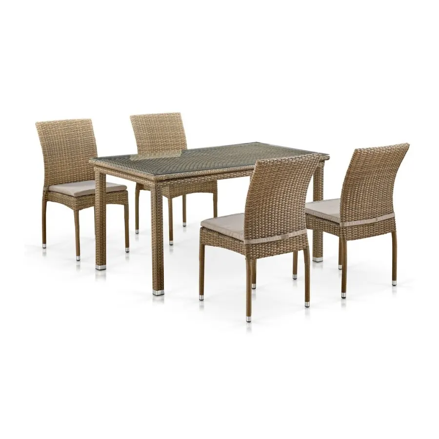 Обеденная группа из ротангаT256B/Y380B-W65 Light Brown (4+1)